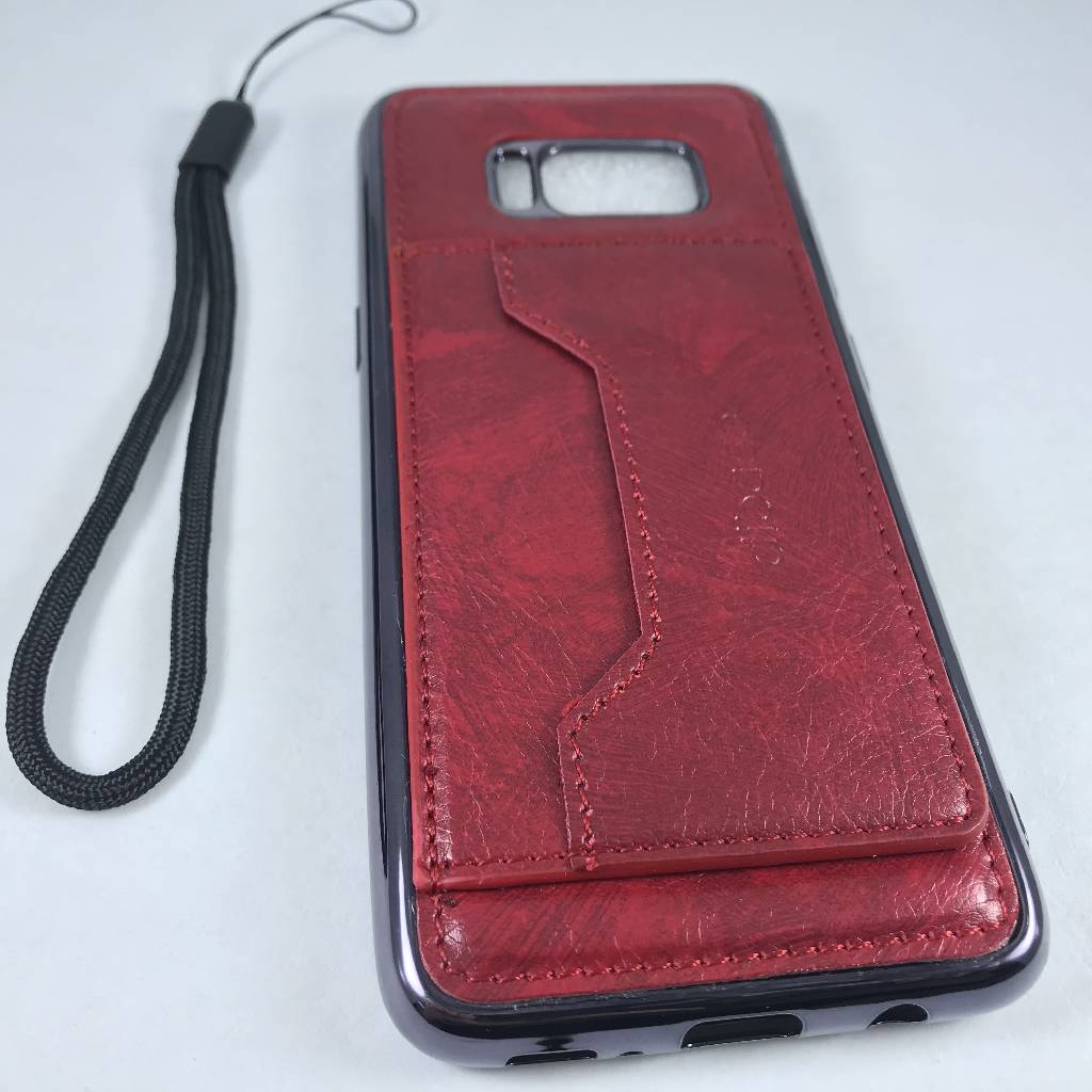 Electroplating TPU & Leather Case with Card Holder & Metal Sheet