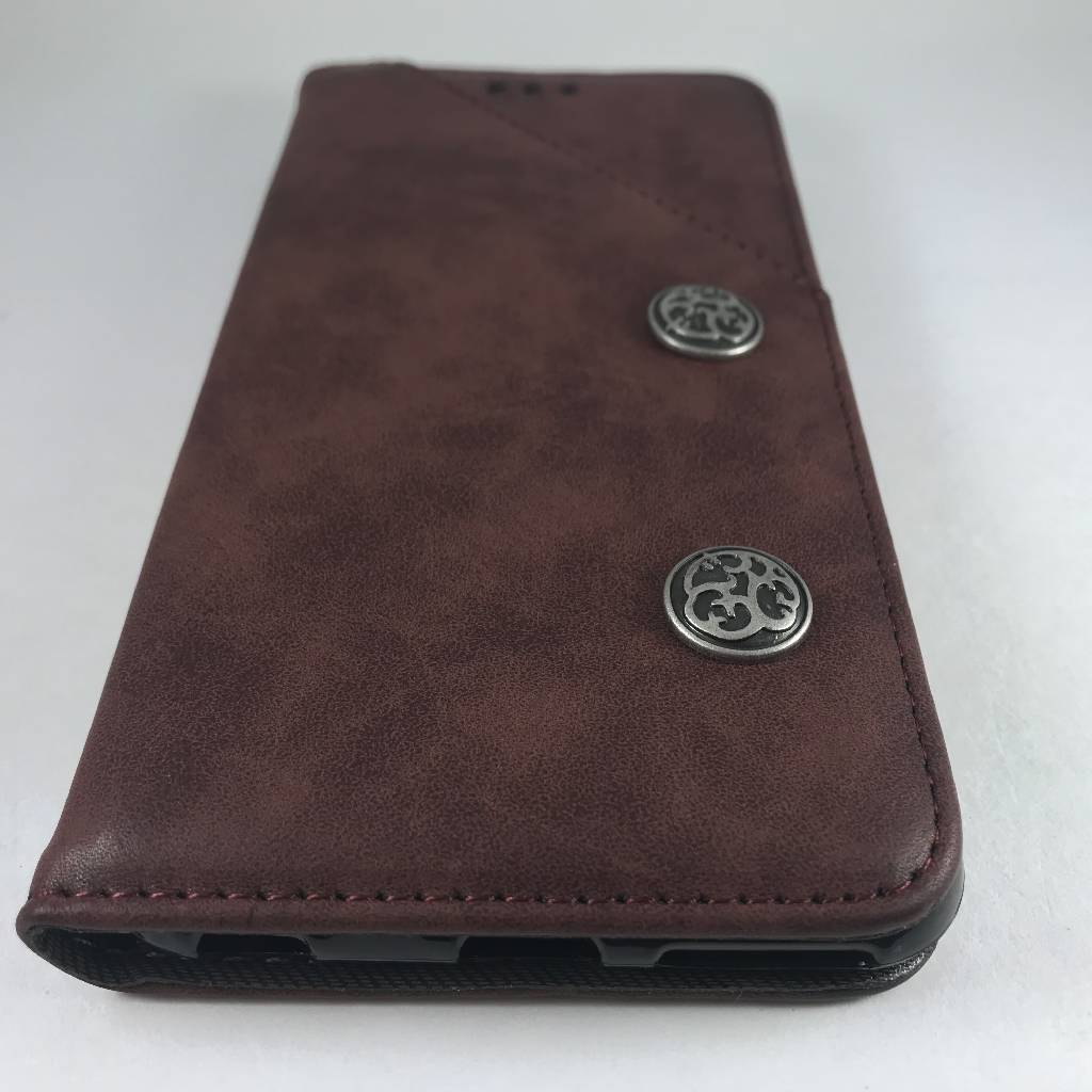 Cases iPhone 6Plus Retro Antique Finish PU Leather Case Red wine 